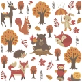 Serwetki Papierowe Zwierzęta Leśne Jesień Lisek Miś Jeżyk Decoupage 20szt. 3w 33x33cm