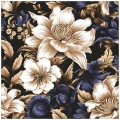 Serwetki Papierowe Eleganckie Kwiaty Granat Złoto Czarne Decoupage 20szt. 3w 33x33cm