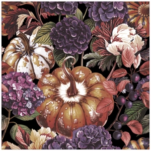Serwetki Papierowe Dynie Jesień Hortensje Ciemne Tło Decoupage 33x33cm 20szt. 3w
