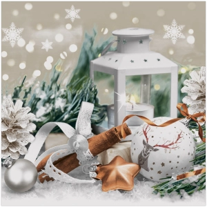 Serwetki Papierowe Zimowy Lampion Renifer Cynamon 33x33cm 20szt. 3w Decoupage
