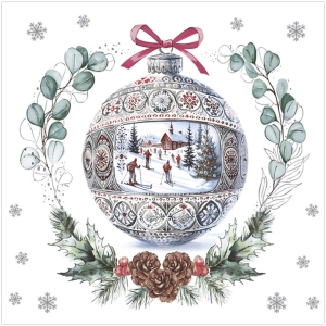 Serwetki Papierowe Ozdobna Bombka Pejzaż Eukaliptus 33x33cm 20szt. 3w Decoupage