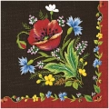 Serwetki Papierowe Haft Ludowy Maki Chabry Len Ciemne 33x33cm 20szt. 3w Decoupage
