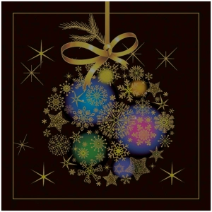 Serwetki Papierowe Bombka Śnieżynki Ciemne Tło Złoto 33x33cm 20szt. 3w Decoupage